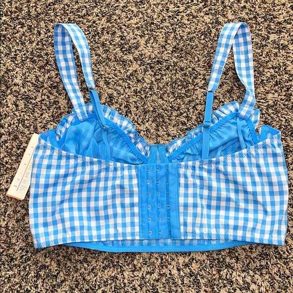 Colsie Woven Blue Gingham Crop Top Bralette Size Medium | NWT - Picture 4 of 6